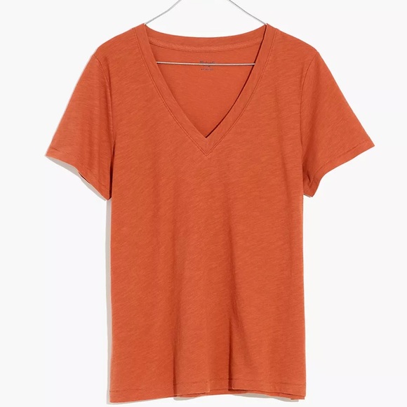 Madewell Tops - Madewell whisper cotton vneck tee afterglow red orange
